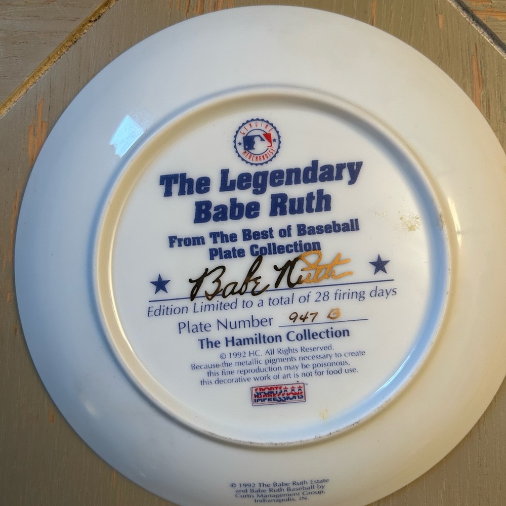 Babe Ruth Collector's Plate - Picture 3 of 4